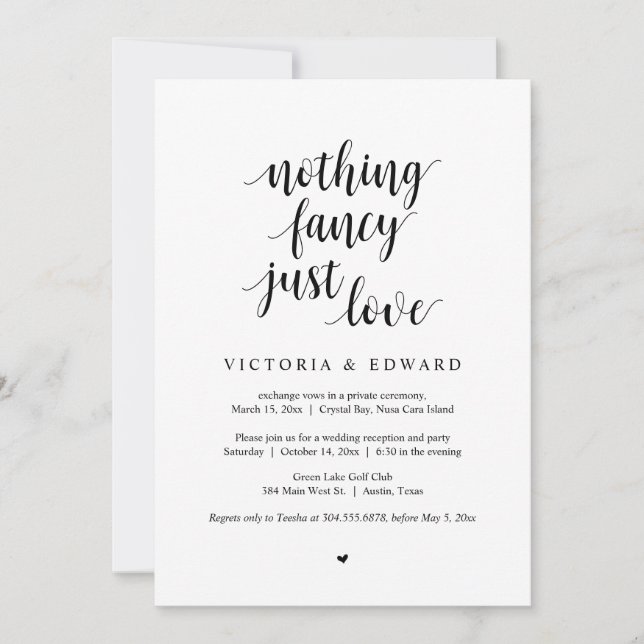 Inget Tjafs Bara Kärlek, Svart, Bröllop Bröllopsfe Inbjudningar (Framsida)