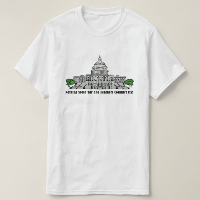 Inget tjära och fjädrar kunde inte laga t shirt (Design framsida)