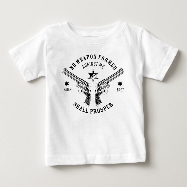 Inget vapen mot mig - Isaiah 54:17 Skydda T Shirt (Framsida)