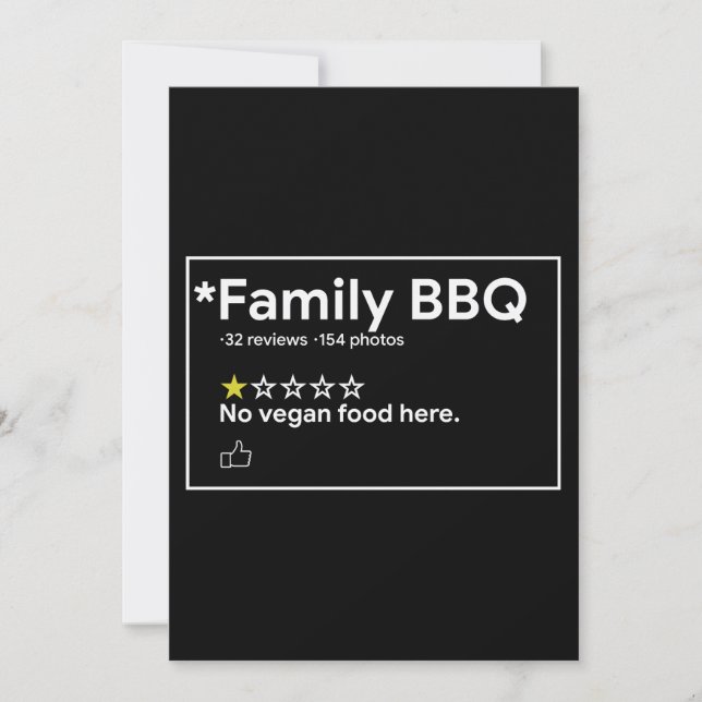 Inget veganfoder för familjen BBQ Inbjudningar (Framsida)