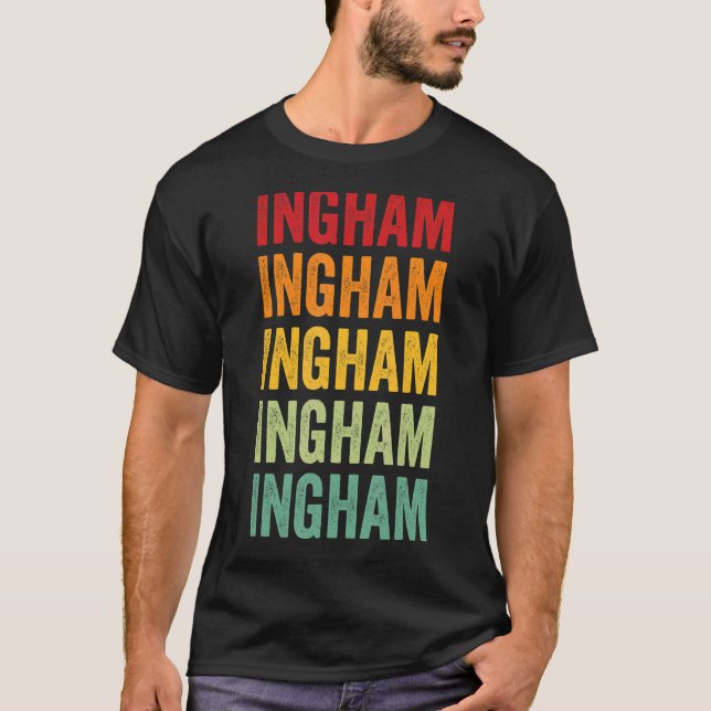 Ingham County Michigan Rainbow Text Design T Shirt (Framsida)