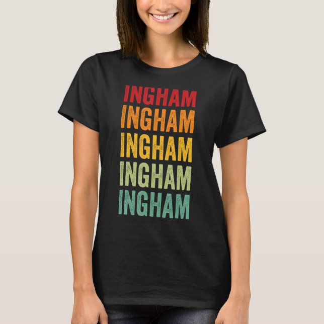 Ingham County Michigan Rainbow Text Design T Shirt (Framsida)
