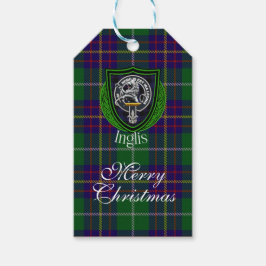 Inglis skotska klan tartan & vapen presentetikett