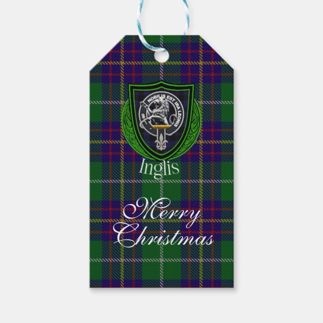 Inglis skotska klan tartan & vapen presentetikett (Framsidan)