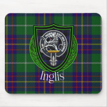 Inglis skotskt klan tartan och vapensköld 