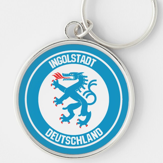 Ingolstadt Round Emblem Rund Silverfärgad Nyckelring (Framsidan)