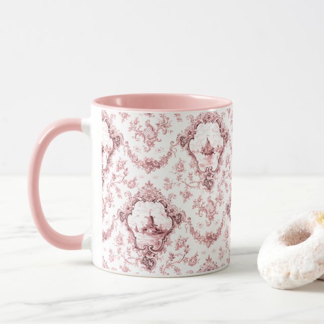 Ingraverad Blommigt med Kvarn och Rosa Mugg (Med munk)
