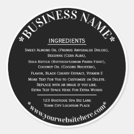 Ingredienser etikett svart vitt