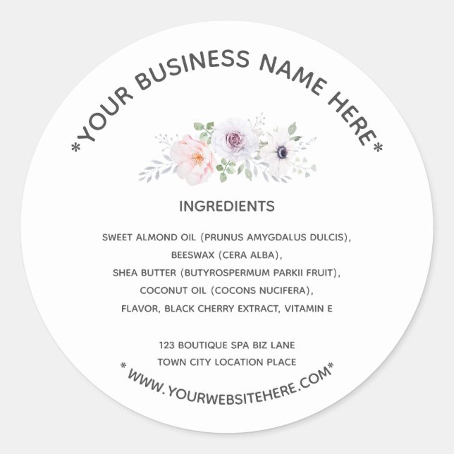 Ingredienser Etikett White Charcol (Framsida)