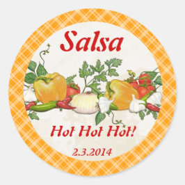 Ingredienser i anpassningsbar färg salsa som konse runt klistermärke