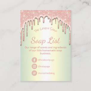 Ingredienser i Rosa Glitter Soap-stomme Visitkort