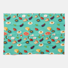 ingredient vegetables pasta and pizza kökshandduk