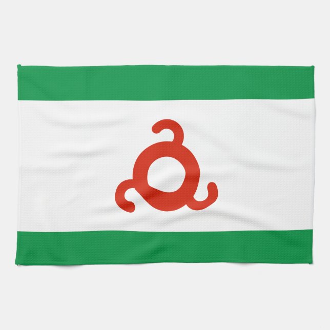 Ingushetiens flagga kökshandduk (Horisontell)