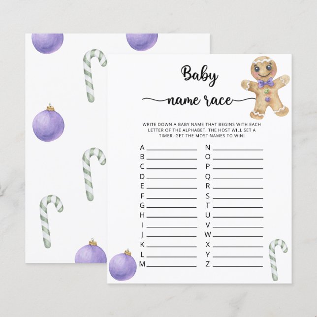 Ingwer kakor Baby namntävling spel (Fram/baksida)