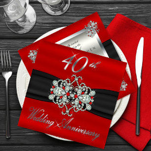 Inhägnad Diamant Rubiner 40-års bröllopsdag Inbjudningar