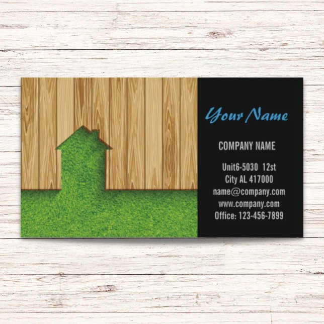 Inhägnad för byggnadslandskap visitkort (Carpentry Construction landscaping fencing Business Card)