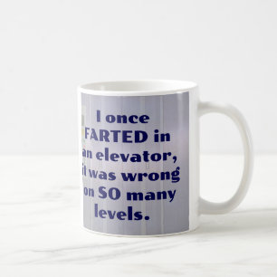Inhägnad i en hiss, FART JOKE, PAPPA JOKE Kaffemugg
