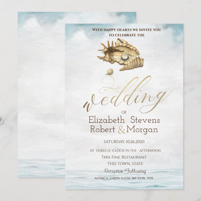 Inhägnader,Havet,Sträng Ljus Inbjudningar (Fram/baksida)