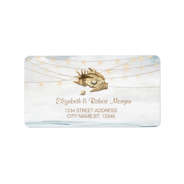 Inhägnader,Sea,String Ljus-skript Bröllop Adressetikett (Framsidan)