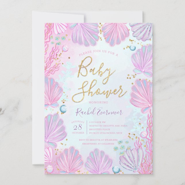 Inhägnader under Sea Baby Shower Inbjudningar (Framsida)