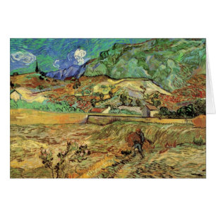 Inhägnat sädesfält med bonde av Vincent van Gogh Hälsningskort