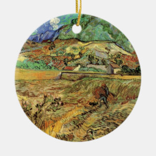 Inhägnat sädesfält med bonde av Vincent van Gogh Julgransprydnad Keramik