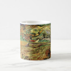 Inhägnat sädesfält med bonde av Vincent van Gogh Kaffemugg