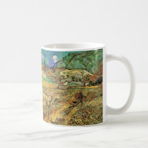 Inhägnat sädesfält med bonde av Vincent van Gogh Kaffemugg