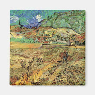 Inhägnat sädesfält med bonde av Vincent van Gogh Magnet