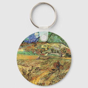 Inhägnat sädesfält med bonde av Vincent van Gogh Nyckelring