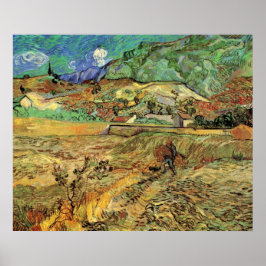Inhägnat sädesfält med bonde av Vincent van Gogh Poster