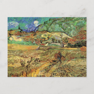 Inhägnat sädesfält med bonde av Vincent van Gogh Vykort
