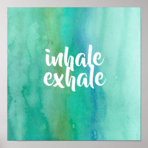 inhalationsmeditation yoga blue turquise spa poster