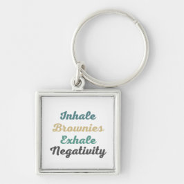 Inhale Brownies Exhale Negtivity Keychains Fyrkantig Silverfärgad Nyckelring
