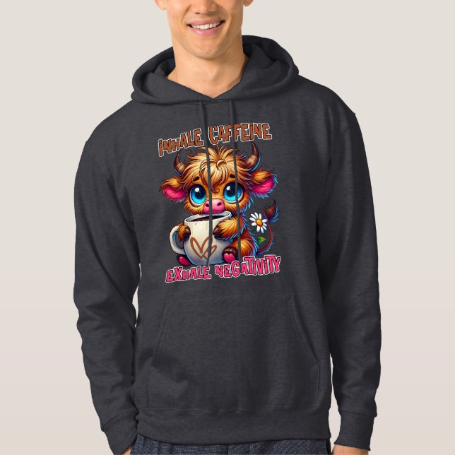 Inhale Caffeine Exhale Negativity  Hoodie (Framsida)
