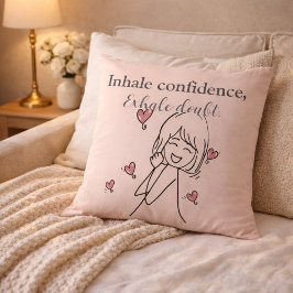 Inhale Confidence Motivational Blush Throw Pillow Kudde