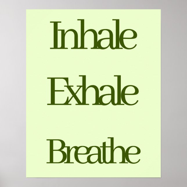 Inhale, Exhale, Breathe Retro Grönt Typography Poster (Framsidan)