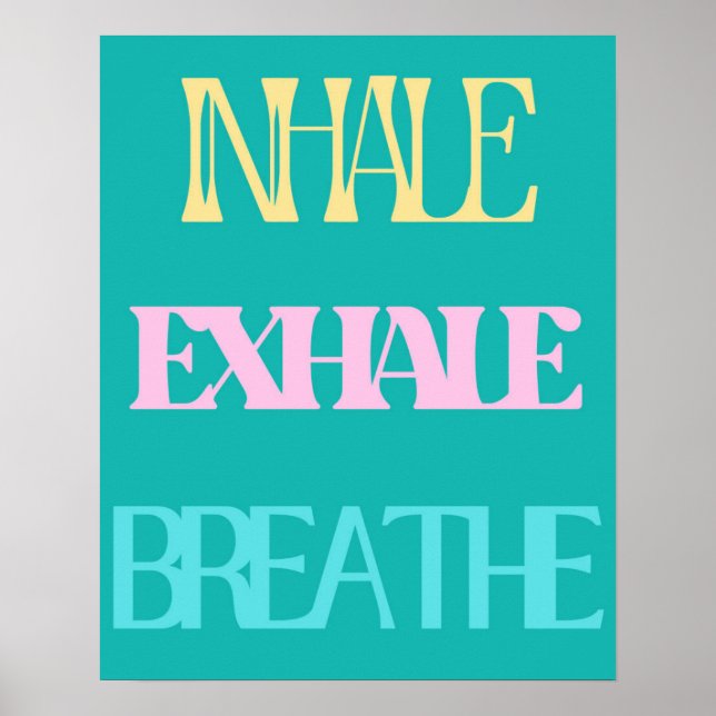 Inhale, Exhale, Breathe Retro Typography Poster (Framsidan)