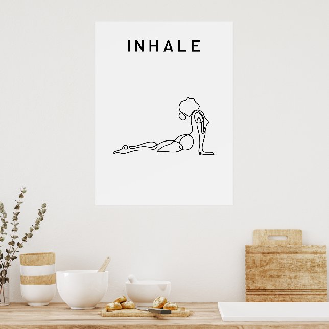 Inhale Exhale Breathing Yoga pose modern studio Poster (Kök)