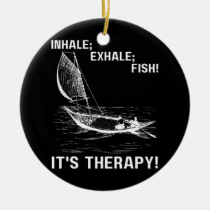Inhale Exhale Fish Det är Therapy Fisher Man Fish Julgransprydnad Keramik