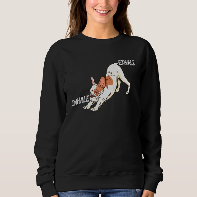Inhale Exhale Fransk Bulldog Clothes Yoga Frenchto T Shirt (Framsida)