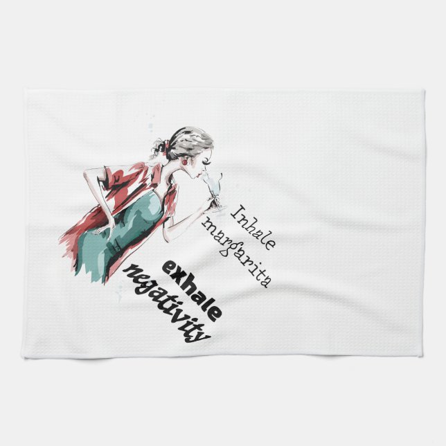Inhale, Exhale Negativitet Kökshandduk (Horisontell)