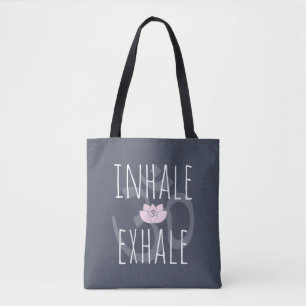 Inhale Exhale Om Rosa Lotus Flower Tygkasse