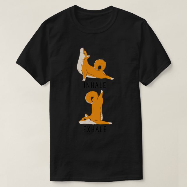 Inhale Exhale Shiba Inu Yoga T Shirt (Design framsida)