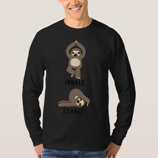 Inhale Exhale Sloth Yoga T Shirt (Framsida)
