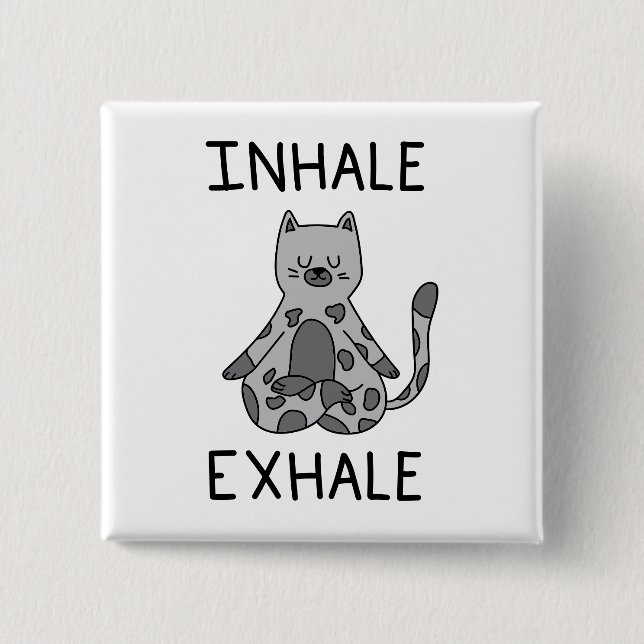 Inhale Exhale Yoga Cat Knapp (Framsida)