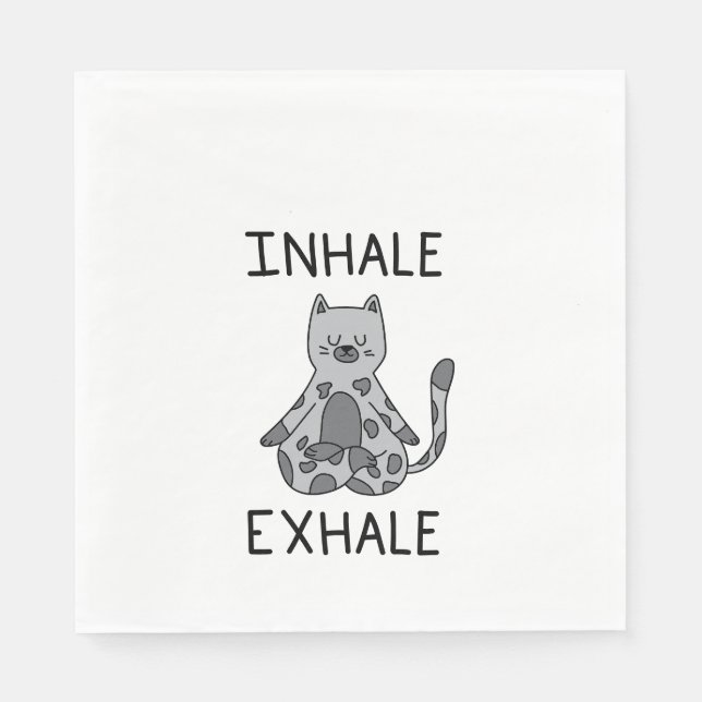 Inhale Exhale Yoga Cat Pappersservett (Framsidan)