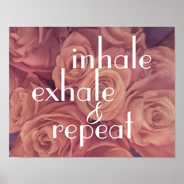 inhalera inspirerande söt rosa ros poster (Framsidan)