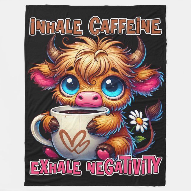 Inhalera Koffein Utsöndra Negativitet Fleecefilt (Framsidan)
