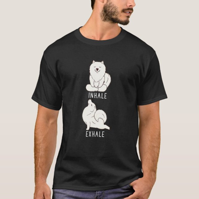 Inhalera Utand Samoyed Hund Yoga T Shirt (Framsida)